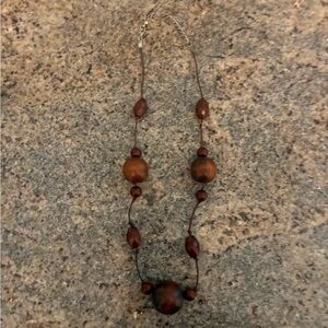 Elegant Wooden Bamboo Brown Round Beaded Chain Link Necklace